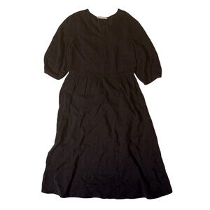 Everlane Tencell Puff Sleeve V-Neck 3/4 Sleeve Oversized Dress Size XS Normcore